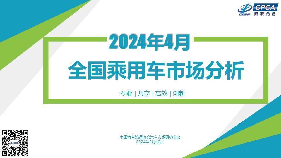 【月度分析】2024年4月份全国乘用车市场分析
