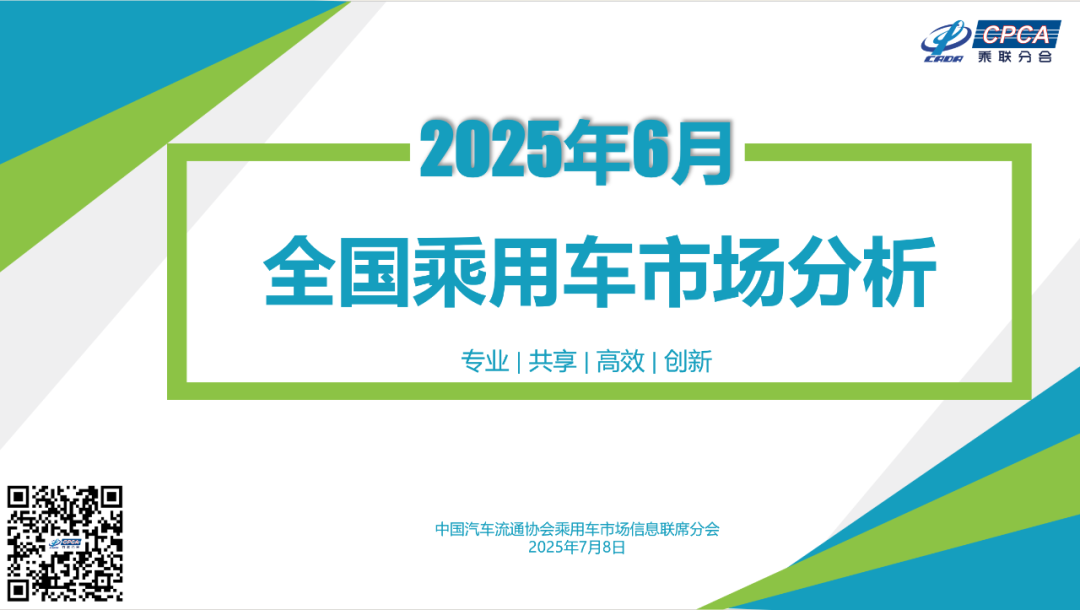 【月度分析】2025年6月份全国乘用车市场分析