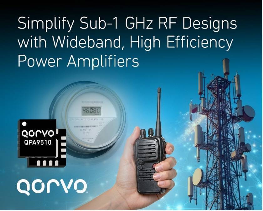 Qorvo推出宽带高效功率放大器QPA9510，助力简化Sub-1GHz射频设计