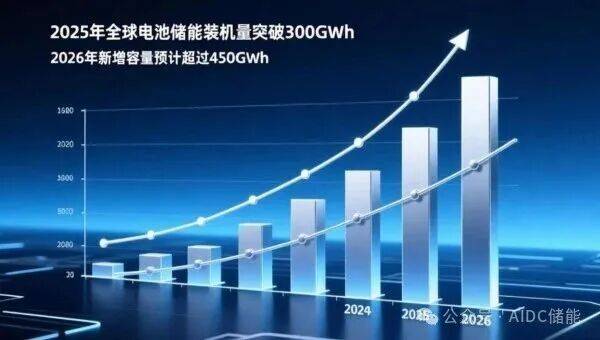 2025年全球电池储能装机跃升51%，突破300GWh！2026年新增容量将超450GWh