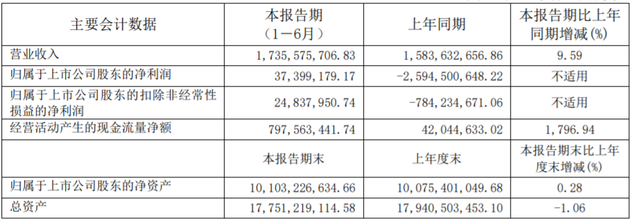 力帆科技上半年相关业绩数据（单位：元）